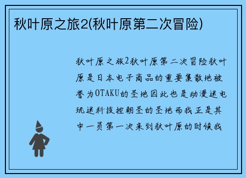秋叶原之旅2(秋叶原第二次冒险)